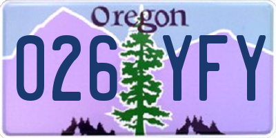 OR license plate 026YFY