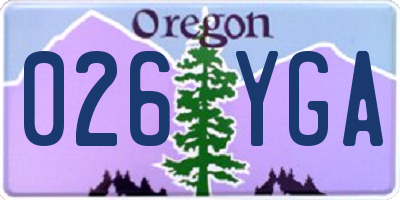 OR license plate 026YGA