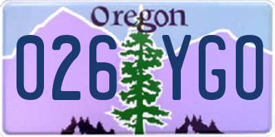 OR license plate 026YGO