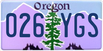 OR license plate 026YGS