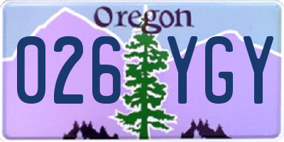 OR license plate 026YGY