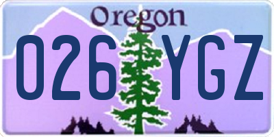 OR license plate 026YGZ