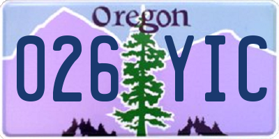 OR license plate 026YIC