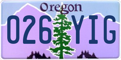 OR license plate 026YIG