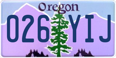 OR license plate 026YIJ