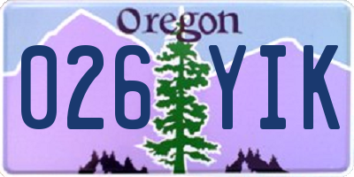 OR license plate 026YIK