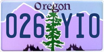 OR license plate 026YIO