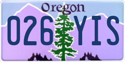 OR license plate 026YIS