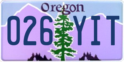 OR license plate 026YIT