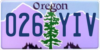 OR license plate 026YIV