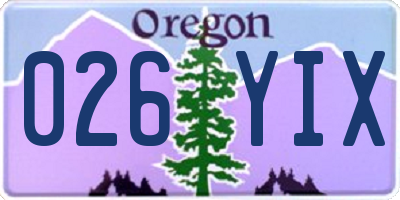 OR license plate 026YIX