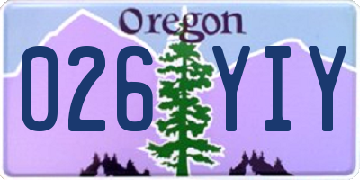 OR license plate 026YIY