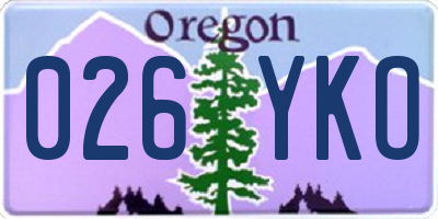 OR license plate 026YKO