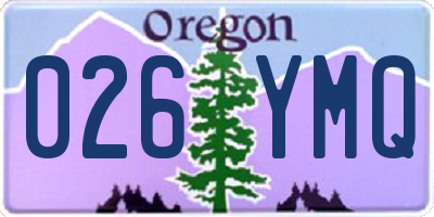OR license plate 026YMQ