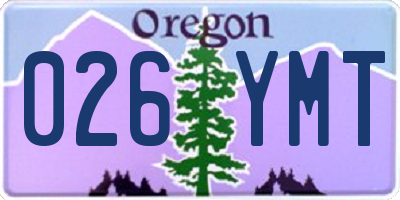 OR license plate 026YMT