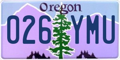 OR license plate 026YMU