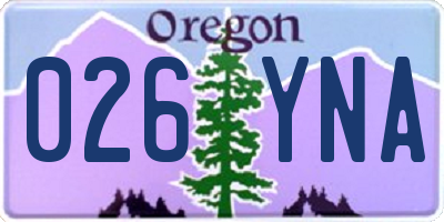 OR license plate 026YNA