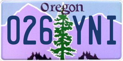 OR license plate 026YNI