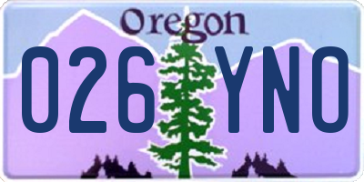 OR license plate 026YNO