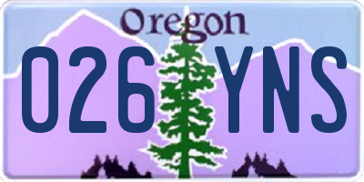 OR license plate 026YNS