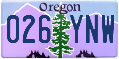 OR license plate 026YNW