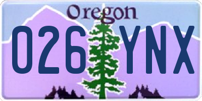OR license plate 026YNX
