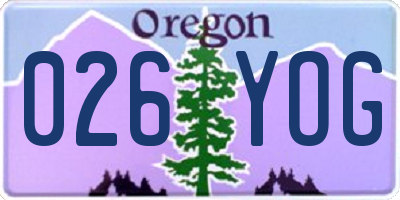 OR license plate 026YOG