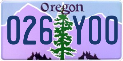 OR license plate 026YOO