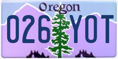 OR license plate 026YOT