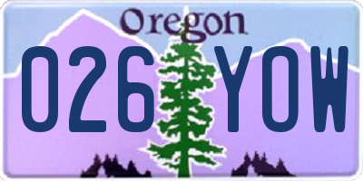 OR license plate 026YOW