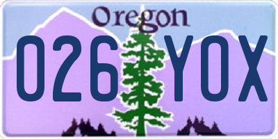 OR license plate 026YOX