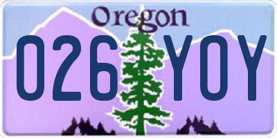 OR license plate 026YOY
