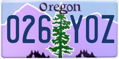 OR license plate 026YOZ