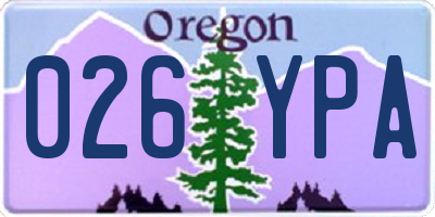 OR license plate 026YPA