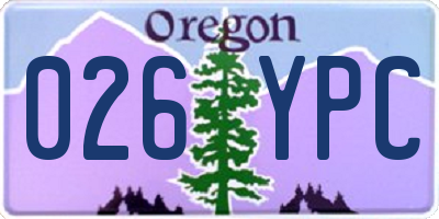 OR license plate 026YPC