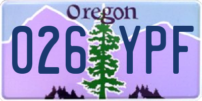 OR license plate 026YPF