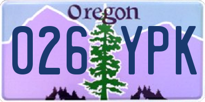 OR license plate 026YPK