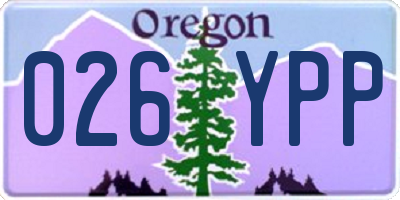 OR license plate 026YPP