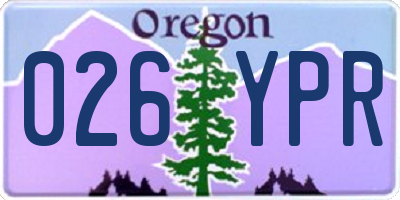 OR license plate 026YPR