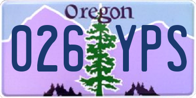 OR license plate 026YPS