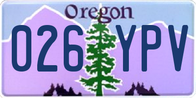 OR license plate 026YPV