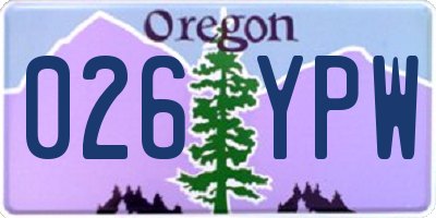 OR license plate 026YPW