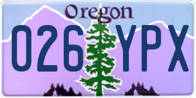 OR license plate 026YPX