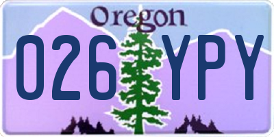 OR license plate 026YPY