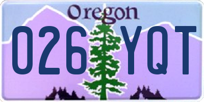 OR license plate 026YQT