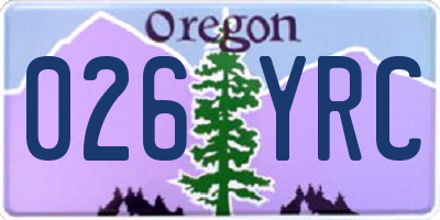 OR license plate 026YRC