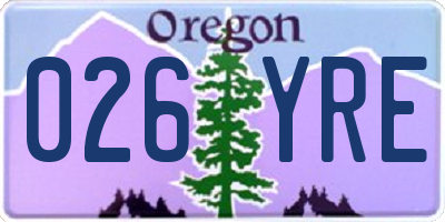 OR license plate 026YRE