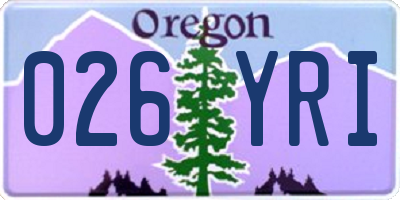 OR license plate 026YRI