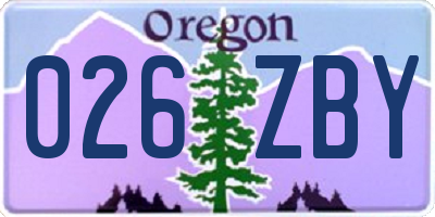 OR license plate 026ZBY