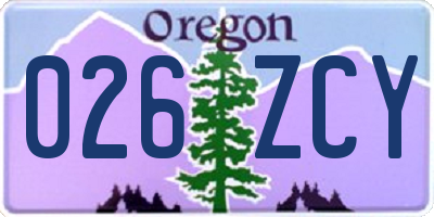 OR license plate 026ZCY